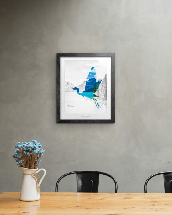 Great Blue Heron Print Framed
