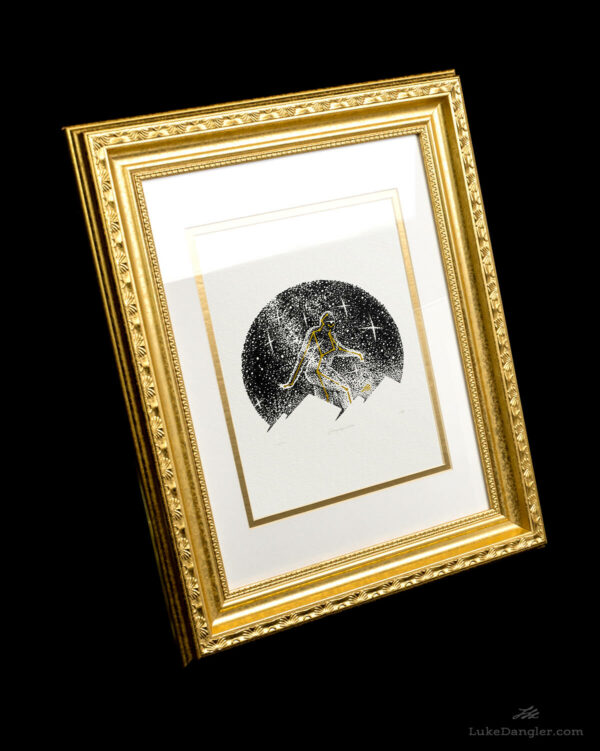 Bigfoot Sasquatch Constellation Print Framed Gold