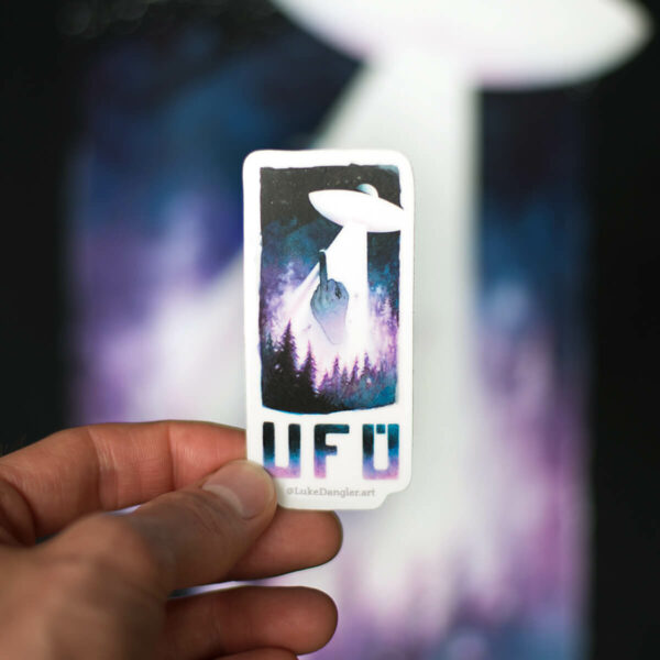 UFO Middle Finger FU Sticker