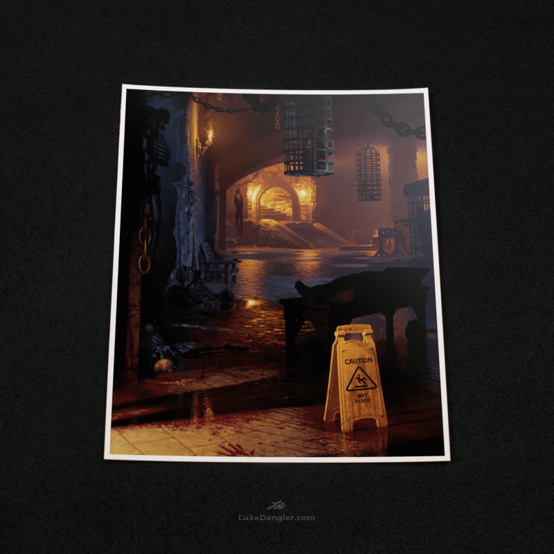 Wet Floor Sign Dungeon Art Print