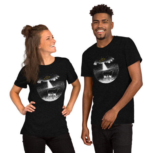 Cow UFO Alien Abduction Tshirt Black - Couple