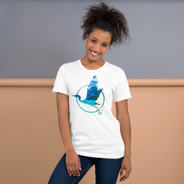 Great Blue Heron Painting Shirt White - Womens