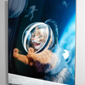 Space Cat Oil Painting - Orbit Canvas Print 16x20