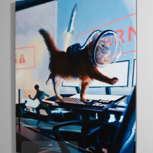 Space Cat Oil Painting - Mission Control Canvas Print 16x20