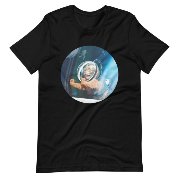 Black Space Cat Shirt With "Orbit" Print - flat