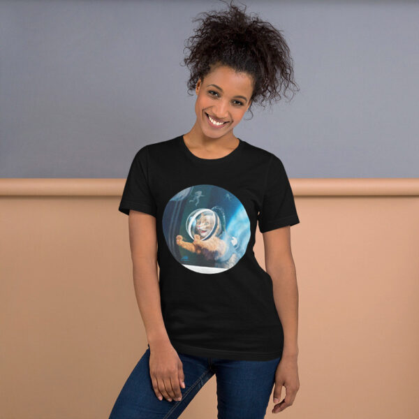 Black Space Cat Shirt With "Orbit" Print - Women's