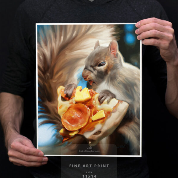Squirrel Eating Pizza Print 11x14
