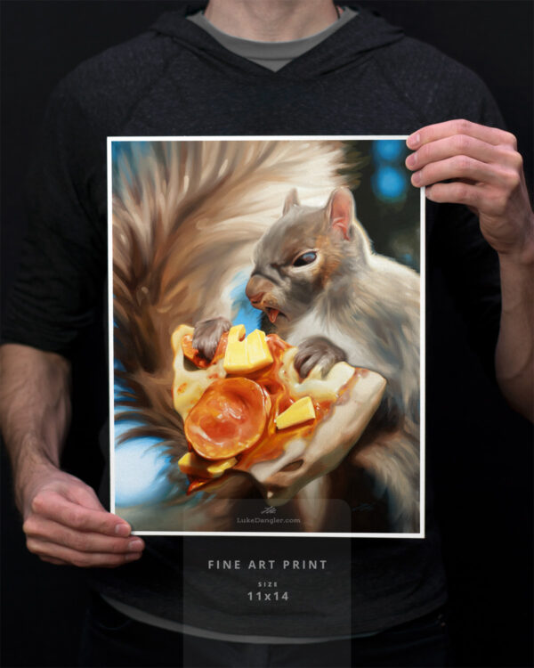 Squirrel Eating Pizza Print 11x14