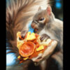 Squirrel Eating Pizza Canvas Print 16x20
